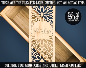 Floral Wine Box SVG, Laser Cut Files, Anniversary Gift (Digital Files)