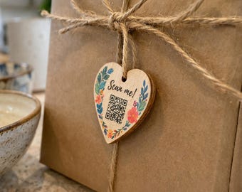 QR Code Tags and Plaque, Custom UV Printed Wooden Product Labels, Hang Wifi Sign