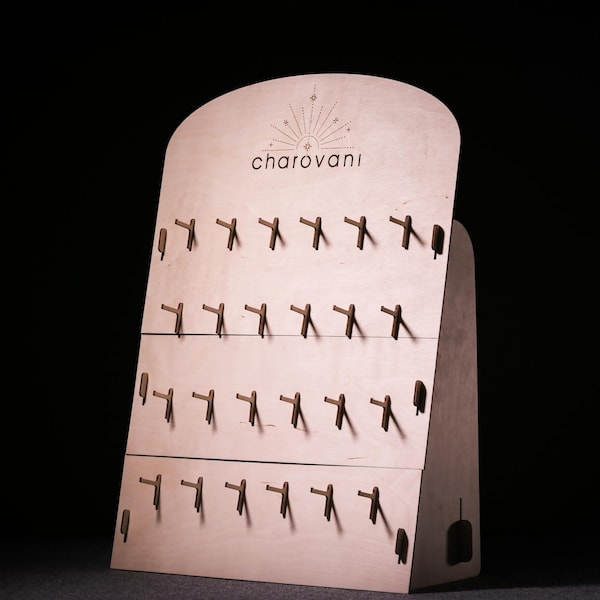 Expositor de pendientes, Soporte para pendientes, Soporte para joyas, Soporte de madera para pendientes, Tarjeta para pendientes, Estante para pendientes, Almacenamiento de pendientes 57/43 cm