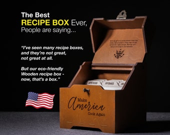 Custom Recipe Box and Cards, Personalized Recipe Card Box 4x6 | Wooden Cooking Gift for Women, Cooking Gift for Men, Funny Newlywed Gift