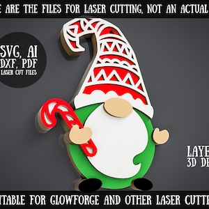 Weihnachtszwerg SVG Laser geschnittene Dateien von lustigem Weihnachten svg, Gnome geschnitten Datei, 3d Gnome svg