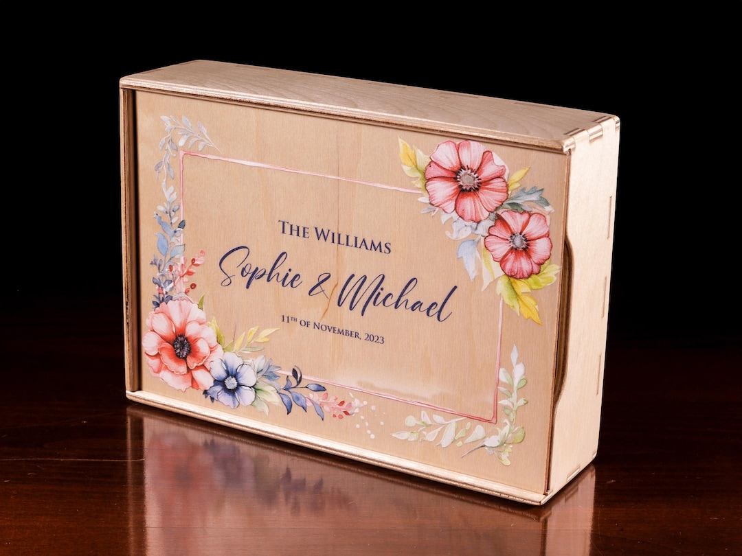 Personalized Wedding Keepsake Box, Wooden Memory Box - Photo Box ...