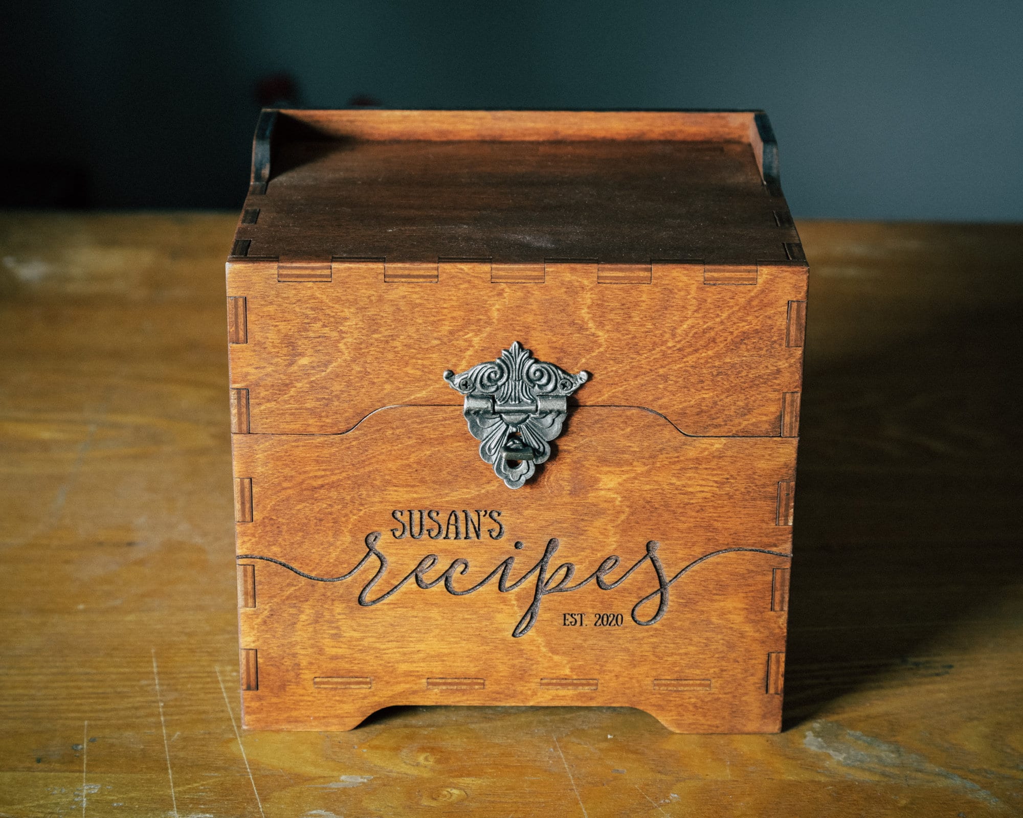 Custom Engraved Recipe Box, Personalized Recipe Box, Courts