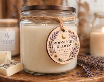 Candle Labels Custom Wooden Hang Tags for Product Packaging, Personalized Branding Tags in Bulk