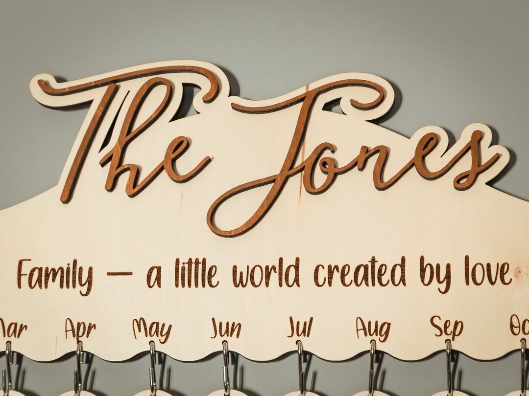 Custom Birthday Calendar, Personalized Wooden Family Calendar, Family