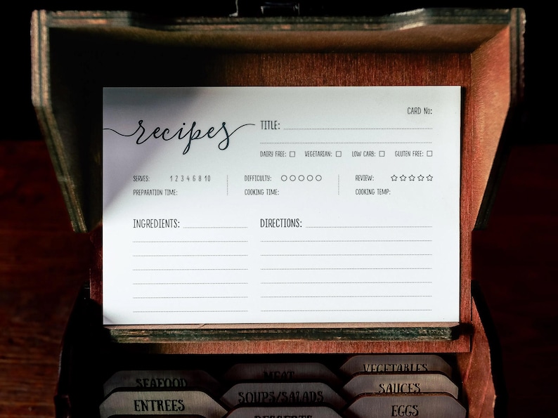 4x6 recipe card holder with personalized engravings, ideal for preserving family recipes