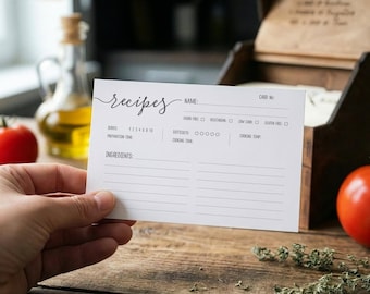Juego de 50 tarjetas de recetas, tarjetas vintage de doble cara para caja: 3x5, 4x6, 5x7