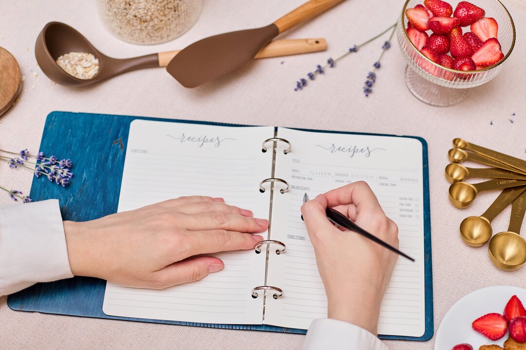 Cookery Notebook Blank Recipe Book, Blue Cooking Notebook With Personal Engraving - Etsy