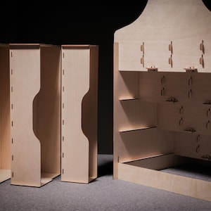 Personalized Wooden Display Stand - Collapsible Rack With Compartments ...