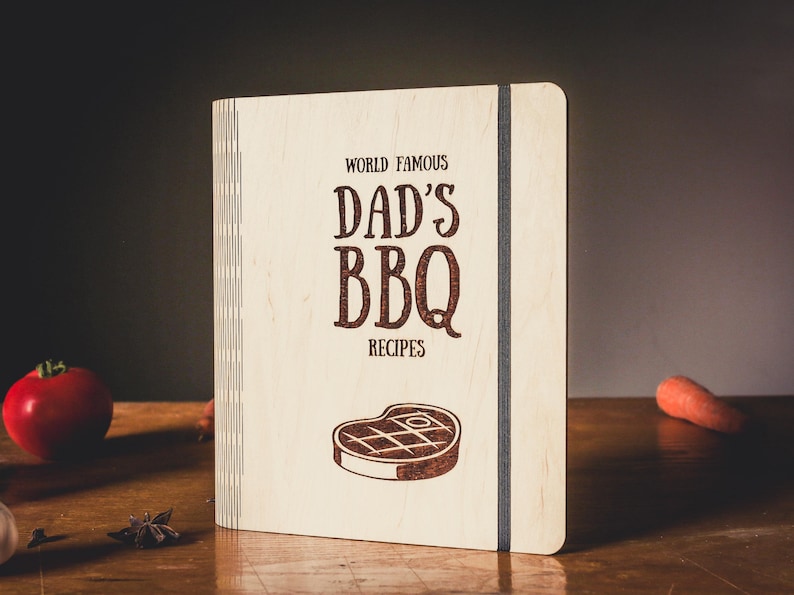 Personalized family cookbook binder with name engraving