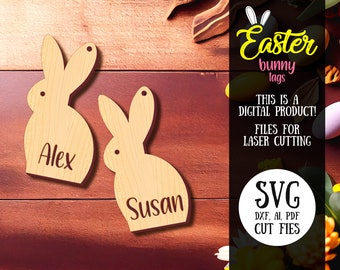 Easter Basket Tags SVG - Laser Cut Files for Bunny Name Tags