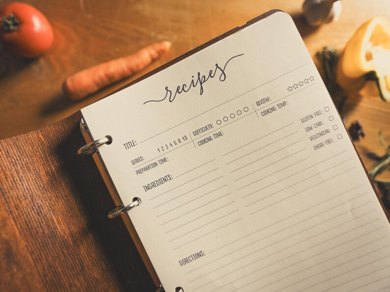 Recipe notebook binder, perfect for kitchen organization