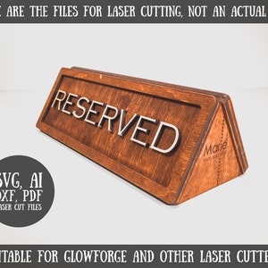 SVG Files of Reserved Sign, Reserved Digital Download, Laser Cut Dxf Files Of Reserved Table Sign, Reserved Wedding Table Sign Template