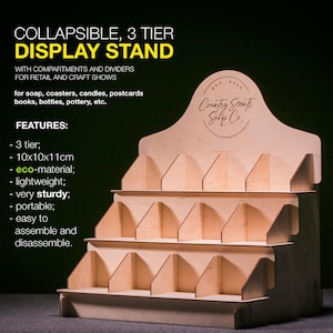 Custom 3-Tiered Store Display Stand for Soap & More - Portable, Collapsible, Customizable - Ideal for Craft Fairs, Markets, Shops