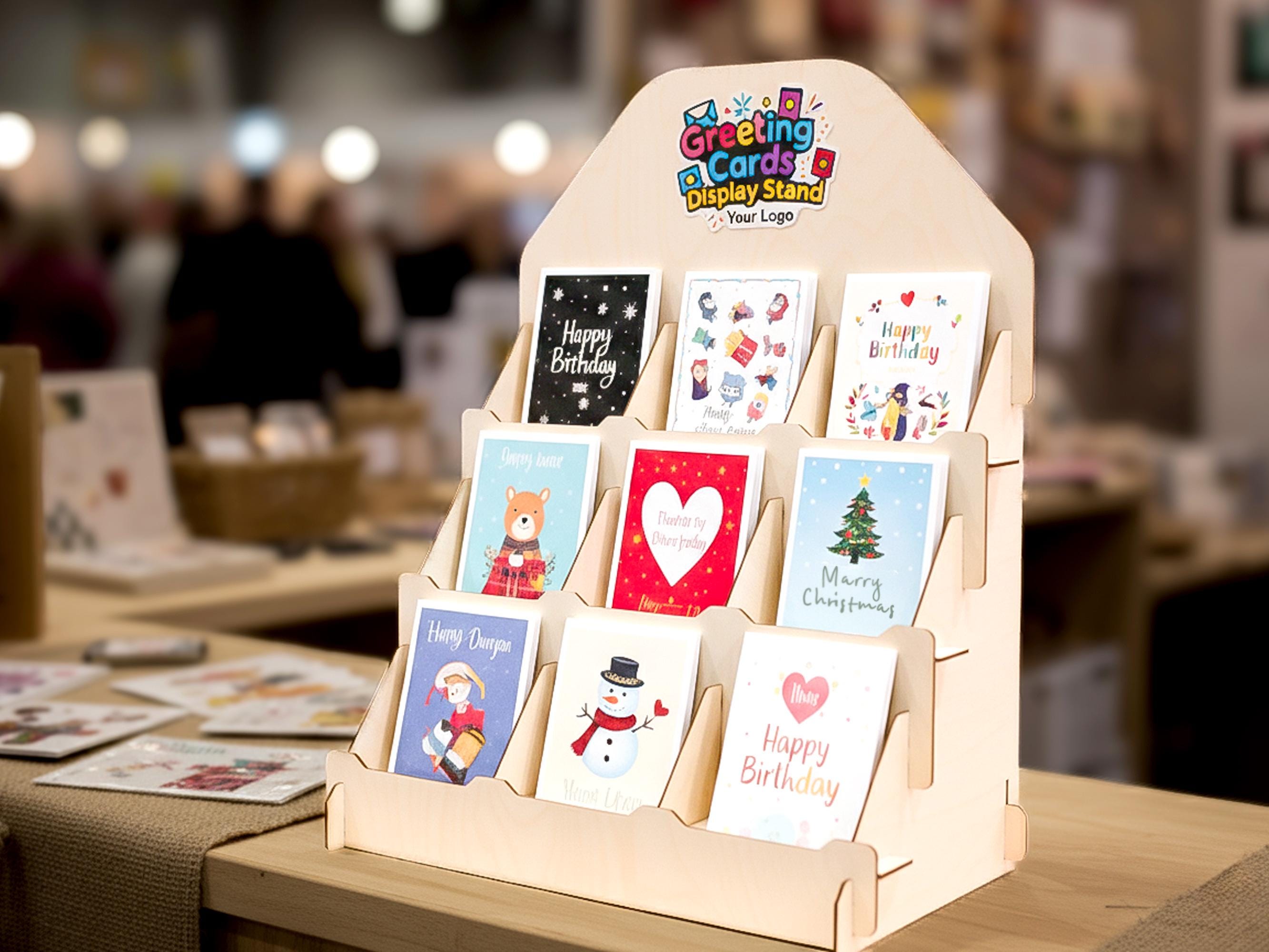 Greeting Card Display Stand - Countertop Rack for Postcards, Stickers ...