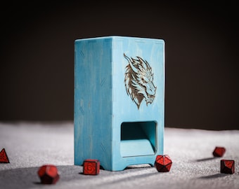 Dnd Dice Tower, Dice Tower, Personalized Dice Roller, Dnd Accessories, Custom Wooden Dragon Dice Tower, Folding Dice Tower