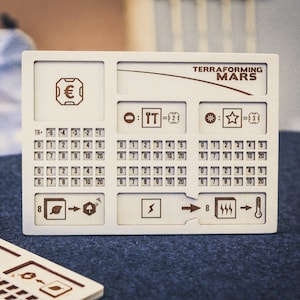 Glowforge SVG files for board games, ideal Terraforming Mars player board and patterns