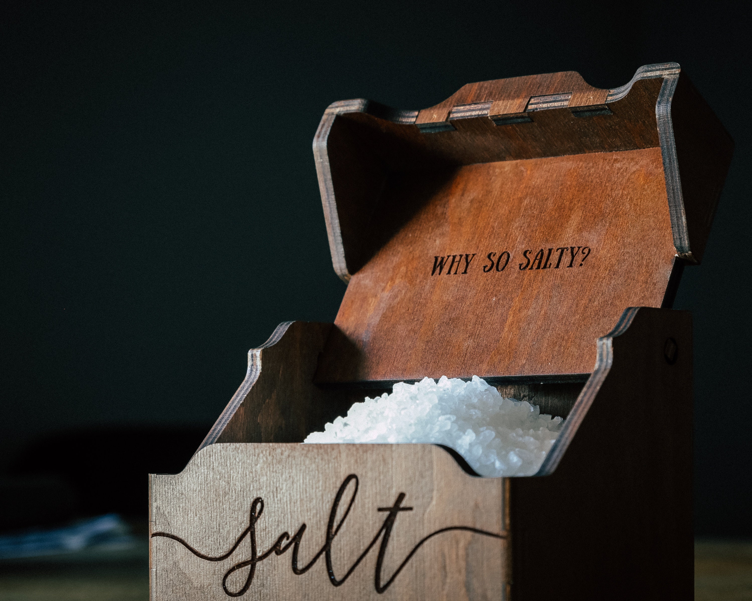 Personalized Wooden Salt Cellar with Lid Vintage Salt Box Etsy