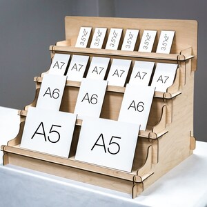 Tiered stand for eco-friendly displays, ideal for craft shows and counter top setups
