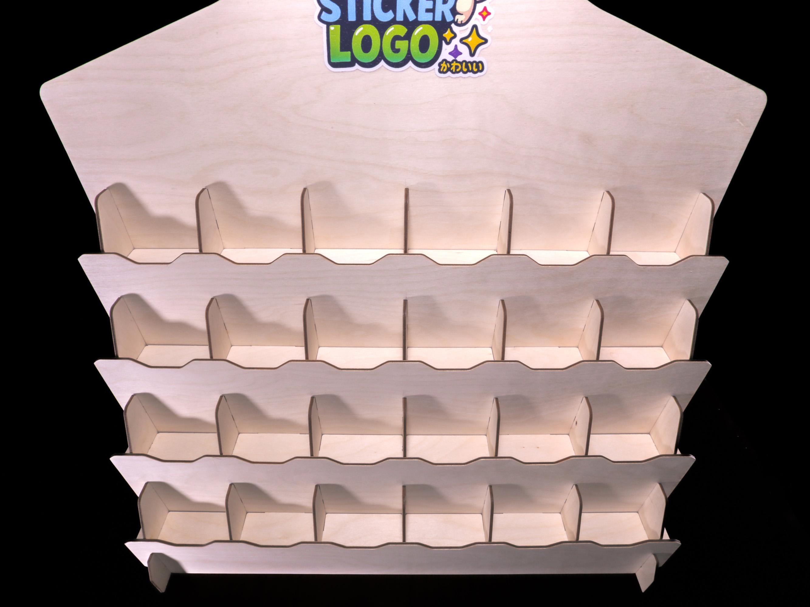 Sticker Display Stand - 4 Tier Wooden Countertop Rack, Sticker Board ...