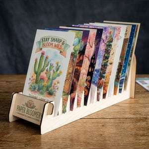 Grußkarten-Ausstellungsstand, 12-Slot-Postkartenhalter aus Holz, Craft Show Tabletop-Broschürenhalter