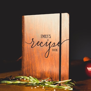 Carpeta de recetas personalizada, libro de recetas personalizado, cuaderno de madera tamaño A5, regalo de inauguración de la casa para su despedida de soltera, regalos personalizados para asar a la parrilla