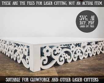 Floral Cake Stand Laser Cut Files, Rustic Wedding, Glowforge SVG (35x35cm)