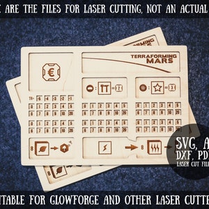 Terraforming Mars Player Board SVG Laser Cut File, Brettspiele-set für Glowforge, Dual Layer Player Board