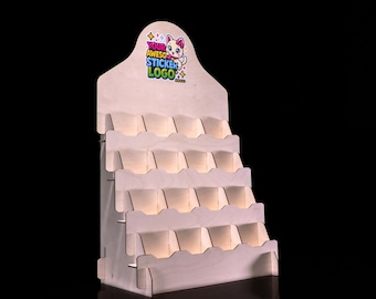 Sticker Display Stand for Markets & Shops - 4 Tier Countertop Display Shelf, Sticker Organizer Rack for Vendor Display and Retail Counters