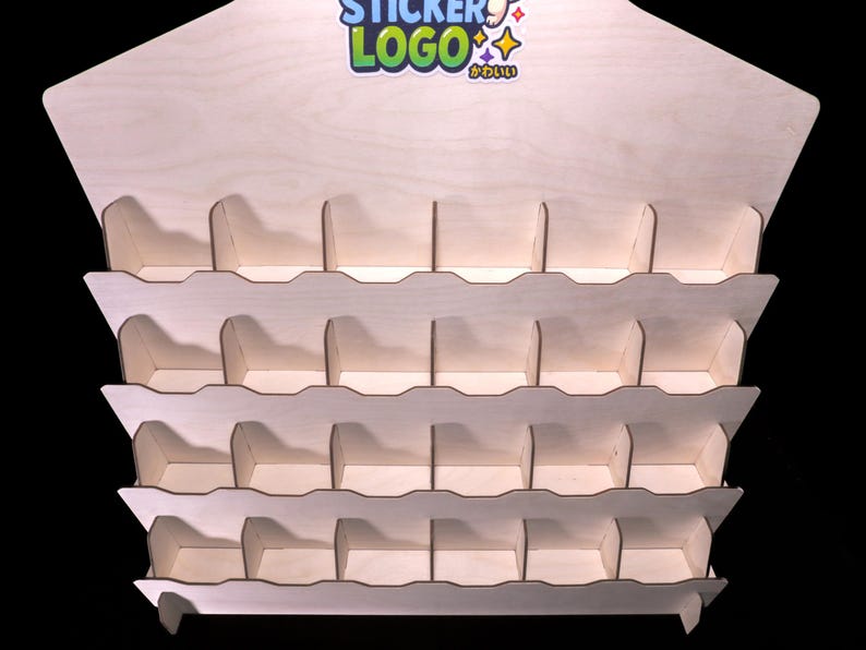 Top-down view of pocket layout sized for 3×3 inch sticker packs.