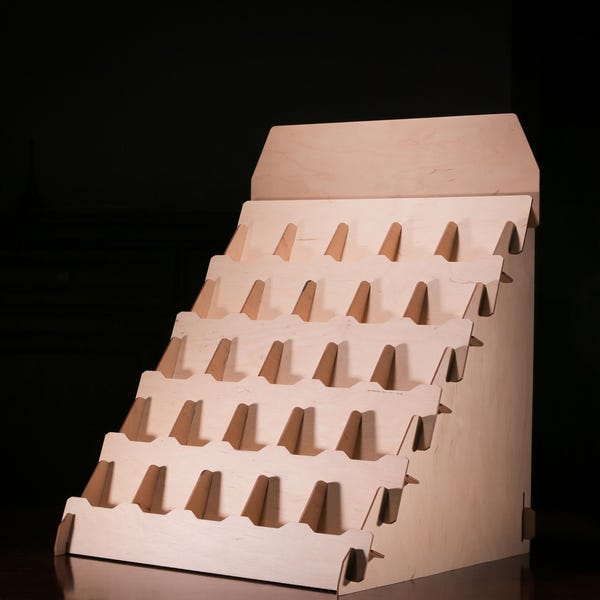 Expositor para paquetes de semillas, organizador de semillas, expositor para tiendas, expositor de tarjetas, estante de madera rústica, soporte para semillas, elevadores de madera para expositores