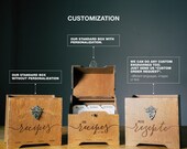 Wooden Recipe Box With Dividers 4x6, Personalized Box with Recipe Cards 4x6, Bridal Shower Gift, Custom Recipe box