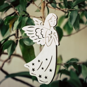 Angel SVG Christmas Memorial SVG, Christian SVG Christmas Tree svg Ornament, Glowforge Christmas svg, Christmas Angel Laser Cut File image 2