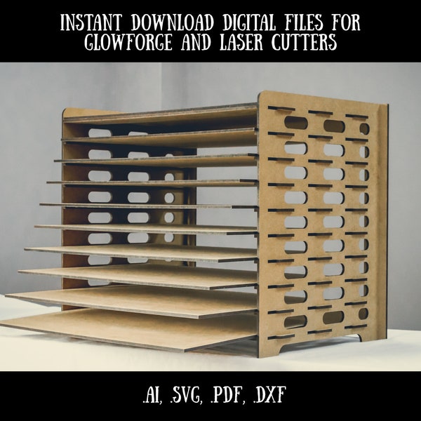 10 Tier Herb Drying Rack, Cookie Cooling Rack, Art Storage Rack, Glowforge SVG Files, Laser Cut Files Ai, SVG, DXF, Pdf, glowforge patterns