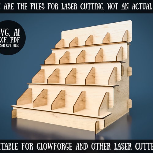 Laser Cut Display Stand Svg 6mm Template Wooden Step Shelf Etsy