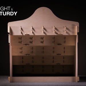 4-tier wooden display stand for tabletop use, ideal for craft shows and retail storage