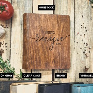 Durable wooden recipe binder, rustic and personalized