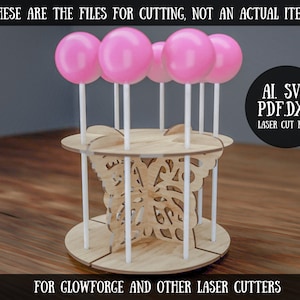 Cake Pops Ständer aus Holz für Glowforge, Lollipop Halter Laser Cut Datei, Cake Pop Display, Candy Buffet, Push Pop Ständer