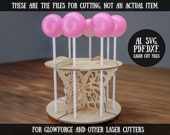 Soporte de cake pops de madera para Glowforge, Soporte de piruleta Laser Cut File, Cake Pop Display, Candy Buffet, Push Pop Stands