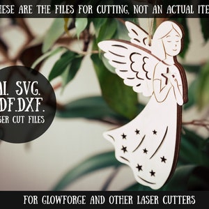 Angel SVG Christmas Memorial SVG, Christian SVG Christmas Tree svg Ornament, Glowforge Christmas svg, Christmas Angel Laser Cut File image 1