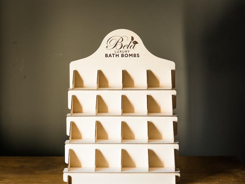 Wooden soap tray with dividers, ideal for use as a soap holder and display stand