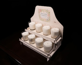 2 Tier Wooden Display Stand for Soap, Candles, Crafts | Countertop Vendor Display Rack | Small Craft Fair Shelf