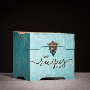 Wooden Personalized Recipe Box with 4x6 Recipe Card Dividers & Recipe Card Holder, Wedding Gift for Her Bridal Shower, Housewarming Gift