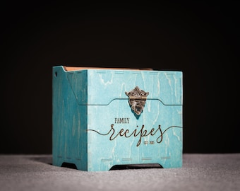 Wooden Personalized Recipe Box with 4x6 Recipe Card Dividers & Recipe Card Holder, Wedding Gift for Her Bridal Shower, Housewarming Gift