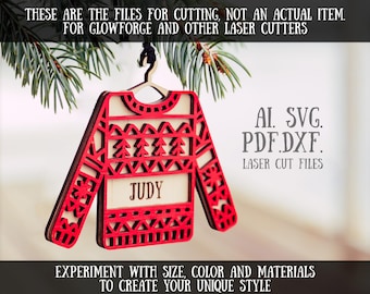 Ugly Sweater Christmas Ornaments SVG Laser Cut File, Ugly Sweater Svg ...