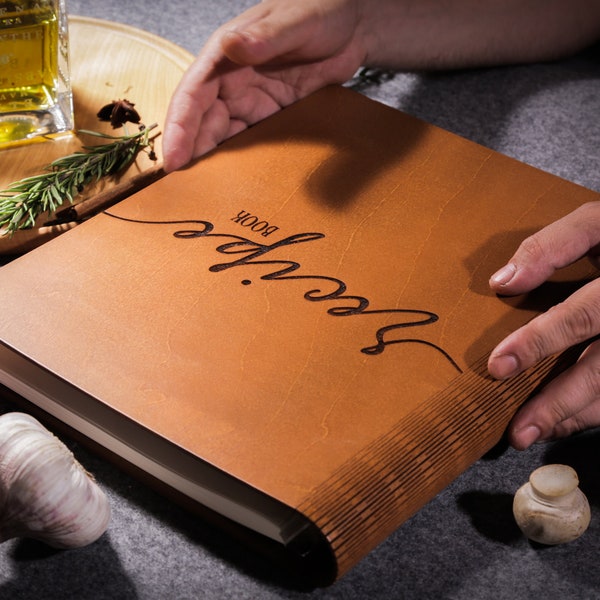 Personalisierte Rezeptbuch Binder A4 A5 Familienkochbuch Personalisierte Holz Binder Einweihungsparty Geschenk für Mama mit 70 - 140 Seiten