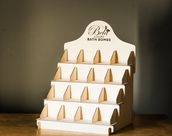 Soap Display Stand with 4 Tiers, 16 Pockets. Vendor Rack for Craft Shows, Markets and Retail