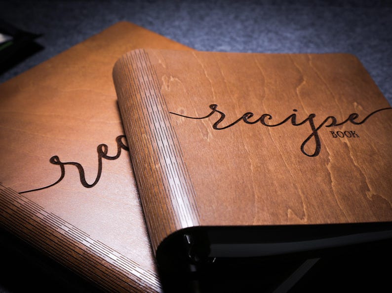 Custom Wooden Recipe Binder with Protective Finish