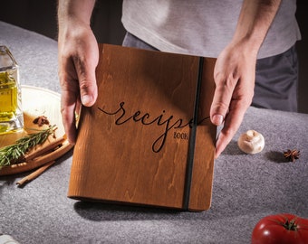 Recipe binder, Custom recipe book, Blank recipe book, Family recipe book, Custom cookbook, Wood recipe book, Housewarming Gift
