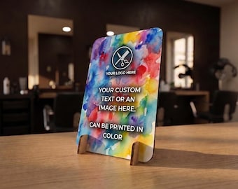 Custom Text Sign, Small Wooden Desk Plaque for Business Logo, Table Price List & Counter Display, Arched Airbnb Boutique Sign